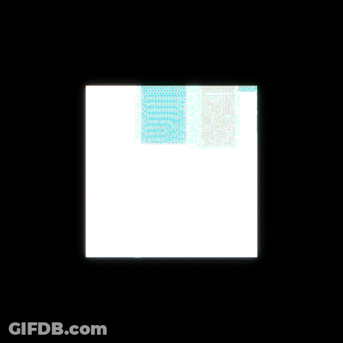 A Black And White Image With A Rainbow Colored Border Shows A Picture Of A Room GIF