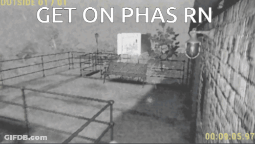 A Black And White Image With The Words Get On Phas Rn GIF