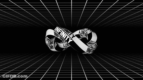 A Black And White Infinity Symbol Is Surrounded By A Grid . GIF