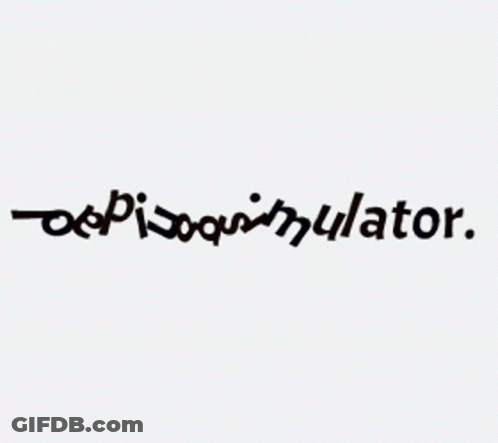 A Black And White Logo For A Company Called Oepisoquin Simulator GIF