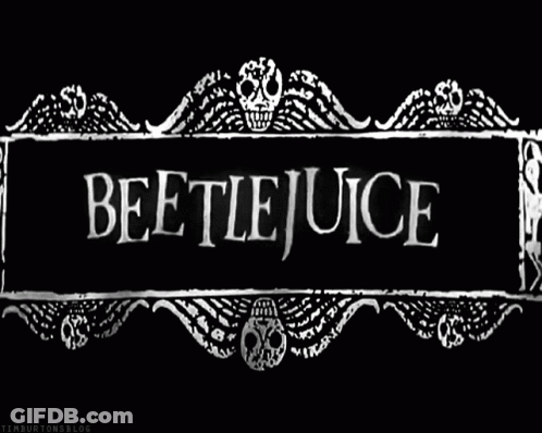 A Black And White Logo For Beetlejuice GIF