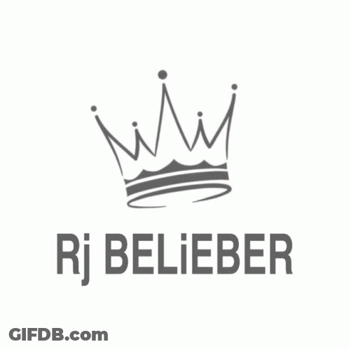 A Black And White Logo For Rj Belieber GIF
