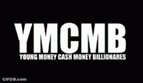 A Black And White Logo For Young Money Cash Money Billionaries GIF