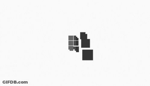 A Black And White Logo On A White Background That Looks Like A Building . GIF