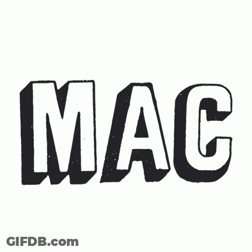 A Black And White Logo That Says Mac GIF