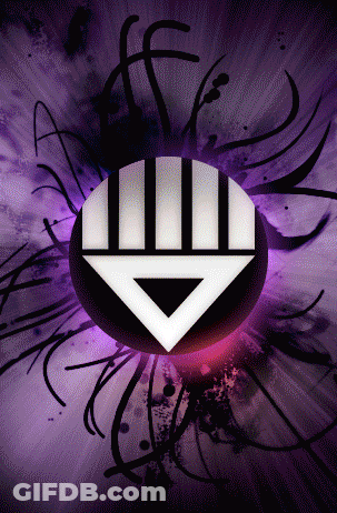 A Black And White Logo With A Triangle In The Center On A Purple Background GIF