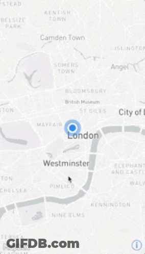 A Black And White Map Of London With A Circle In The Middle GIF