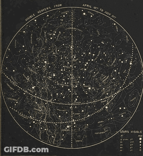 Black And White Night Sky Map With Visible Heavens GIF