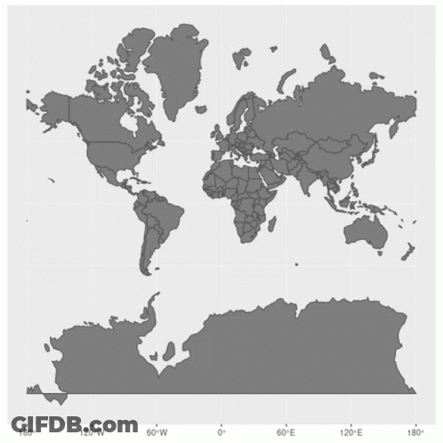 A Black And White Map Of The World Shows The Latitude And Longitude GIF