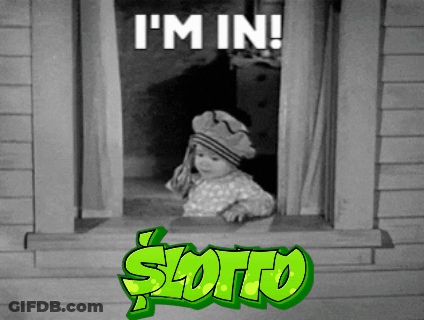 A Black And White Photo Of A Baby Looking Out Of A Window With The Words I 'M In Sloto GIF
