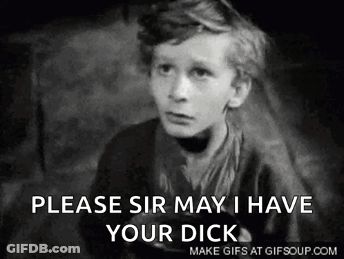 A Black And White Photo Of A Boy Asking For A Dick . GIF