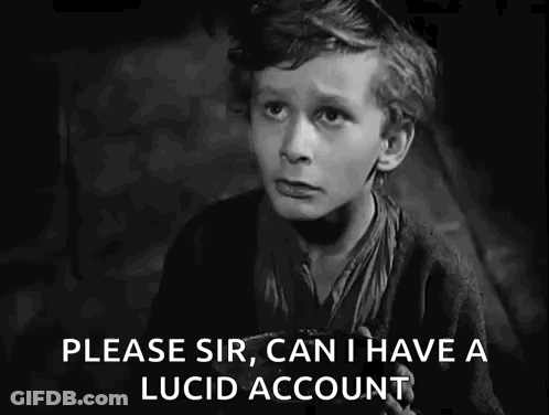 A Black And White Photo Of A Boy Holding A Bowl With The Caption I Want Some More Please Sir Can I Have A Lucid Account GIF