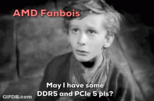 A Black And White Photo Of A Boy With The Words Amd Fanbois On Top GIF