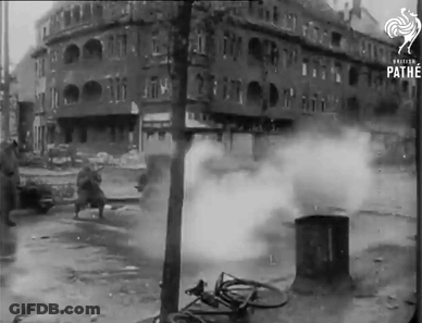 Black And White Burning Building Photo GIF