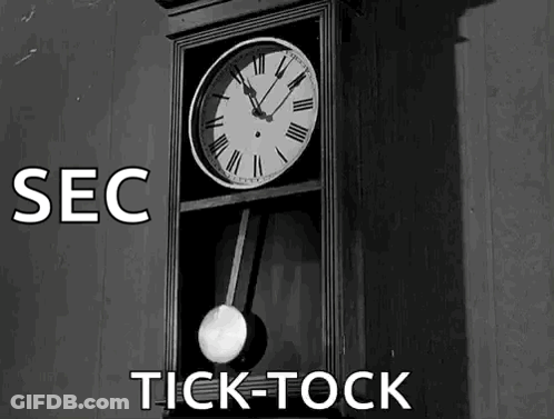 A Black And White Photo Of A Clock With Sec And Tick-Tock Written On The Bottom GIF