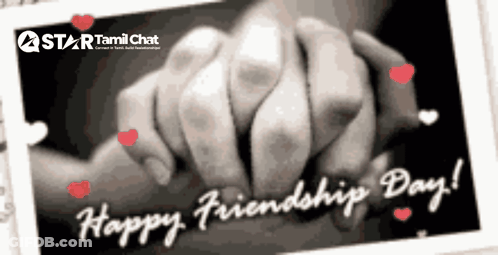 A Black And White Photo Of A Couple Holding Hands With The Words Happy Friendship Day GIF