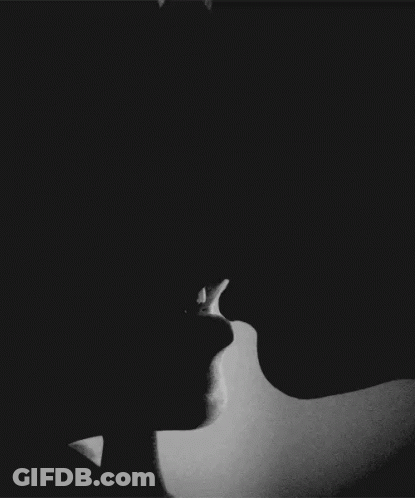 A Black And White Photo Of A Couple Kissing . GIF