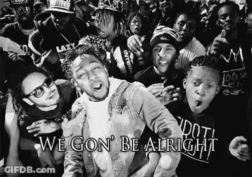 A Black And White Photo Of A Crowd With The Words We Gon ' Be Alright On The Bottom GIF