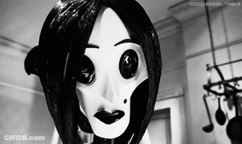A Black And White Photo Of A Doll With The Words Horses Around Tumblr Visible GIF