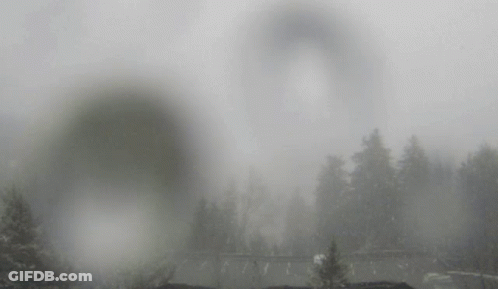 A Black And White Photo Of A Foggy Landscape GIF
