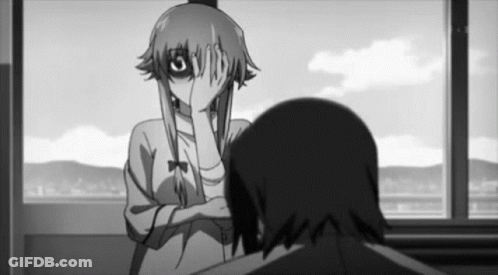 A Black And White Photo Of A Girl Covering Her Eyes GIF