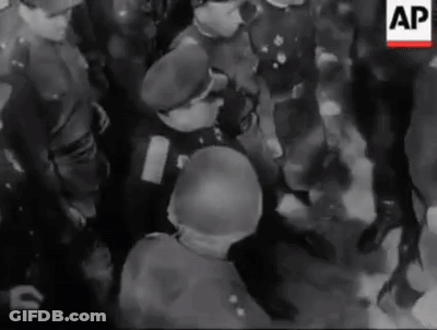 A Black And White Photo Of A Group Of Soldiers With The Letters Ap On The Bottom GIF