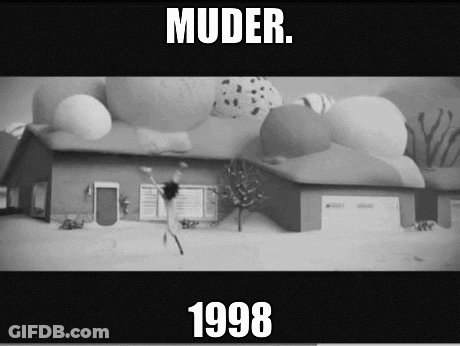 A Black And White Photo Of A House With The Year 1998 On The Bottom Right GIF