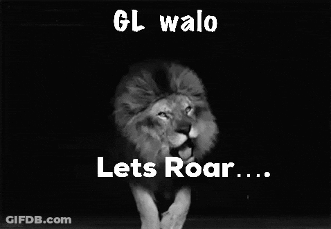 A Black And White Photo Of A Lion With A Caption That Says Gl Walo Lets Roar GIF