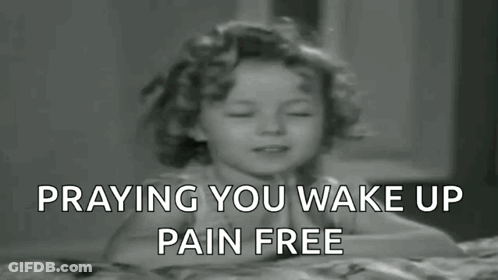 A Black And White Photo Of A Little Girl With The Words Praying You Wake Up Pain Free Below Her GIF