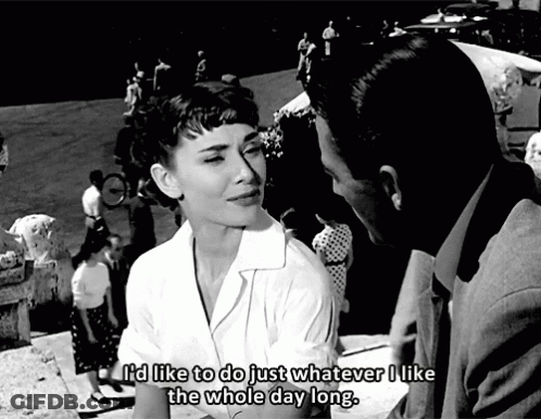 A Black And White Photo Of A Man And A Woman With The Caption I 'D Like To Do Just Whatever I Like GIF