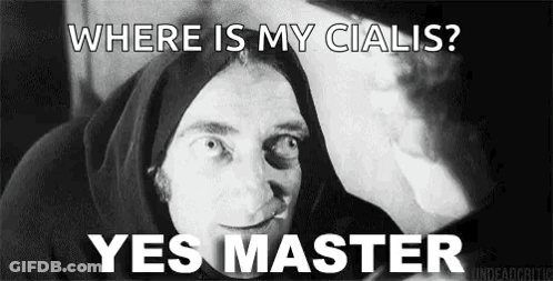 A Black And White Photo Of A Man In A Hood Asking Where Is His Cialis . GIF
