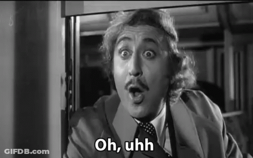 A Black And White Photo Of A Man In A Suit And Tie With His Mouth Open And The Words `` Oh , Uhh '' . GIF