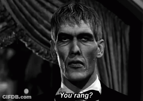 A Black And White Photo Of A Man In A Tuxedo Saying You Rang GIF