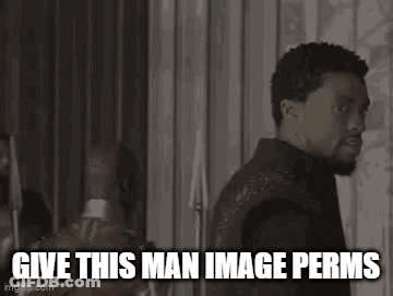 A Black And White Photo Of A Man Making A Funny Face And The Words `` Give This Man Image Permits '' . GIF
