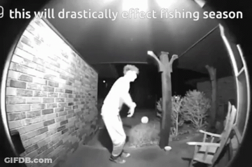 A Black And White Photo Of A Man Playing With A Ball With The Caption This Will Drastically Effect Fishing Season GIF
