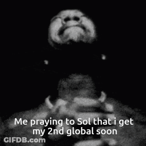 A Black And White Photo Of A Man Praying With A Caption That Says Me Praying To Sol That I Get My 2Nd Global Soon GIF