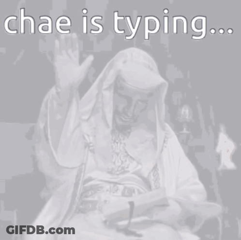 A Black And White Photo Of A Man Reading A Book With The Words Chae Is Typing GIF