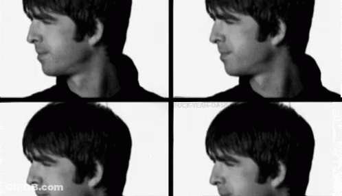 A Black And White Photo Of A Man 'S Face With Four Different Angles Of His Face . GIF