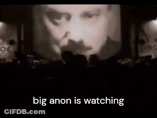 Black And White Photo Of Man With Big Anon Watching GIF