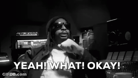 A Black And White Photo Of A Man Smoking A Cigarette And Saying `` Yeah What Okay '' . GIF