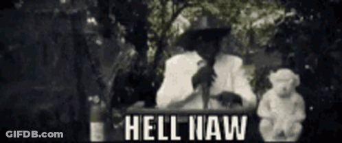 A Black And White Photo Of A Man Standing In Front Of A Microphone With The Words Hell Iwaw Written On It . GIF