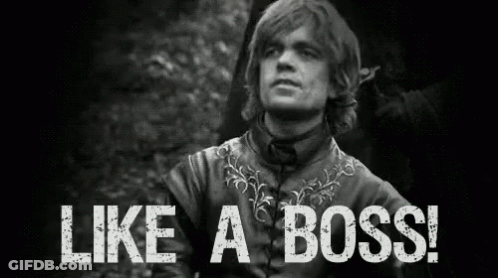 A Black And White Photo Of A Man Standing In The Woods With The Words `` Like A Boss '' . GIF