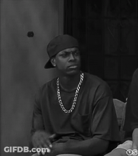 A Black And White Photo Of A Man Wearing A Hat And A Necklace . GIF