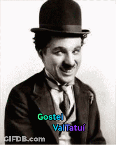 A Black And White Photo Of A Man Wearing A Top Hat With The Name Gostei Valtatui Written On The Bottom GIF