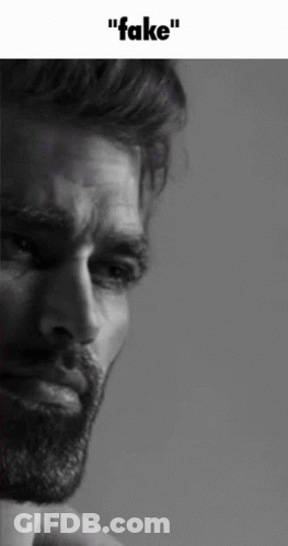 A Black And White Photo Of A Man With A Beard And The Caption " Fake " GIF