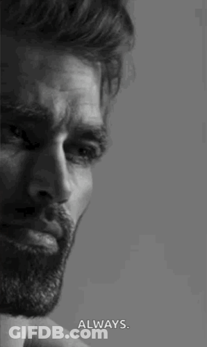A Black And White Photo Of A Man With A Beard And The Words `` Always '' On The Bottom . GIF