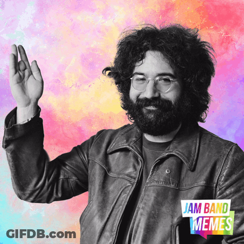 A Black And White Photo Of A Man With A Beard And The Words Jam Band Memes Below Him GIF