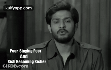 A Black And White Photo Of A Man With A Beard And The Words Poor Staying Poor And Rich Becoming Richer GIF