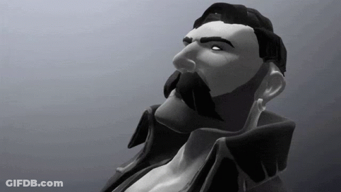A Black And White Photo Of A Man With A Beard Wearing A Jacket GIF
