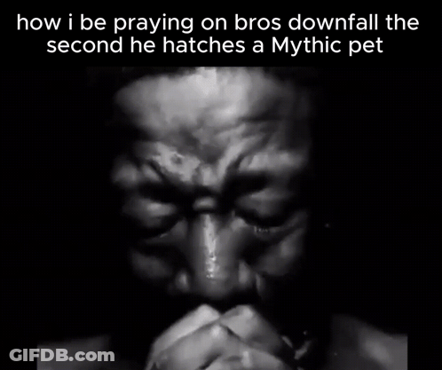 A Black And White Photo Of A Man With A Caption That Says How I Be Praying On Bros Downfall GIF